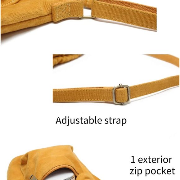 Canvas Crossbody Bag Small Drawstring Purse Compact Unisex Travel Organizer - Picture 5 of 8